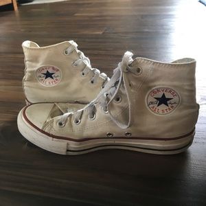 White converse high top shoes size 6